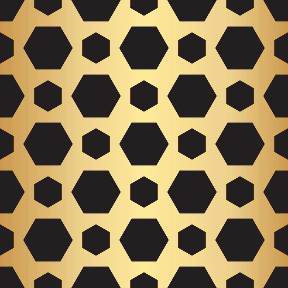 Geometric gold seamless repeat pattern background, gold and black wallpaper. vector