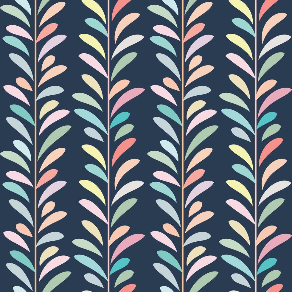 Dark multicolored leaf vector pattern, seamless botanical print, garland background,