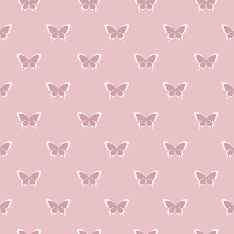 Nude and white swallowtail butterfly silhouette pattern vector