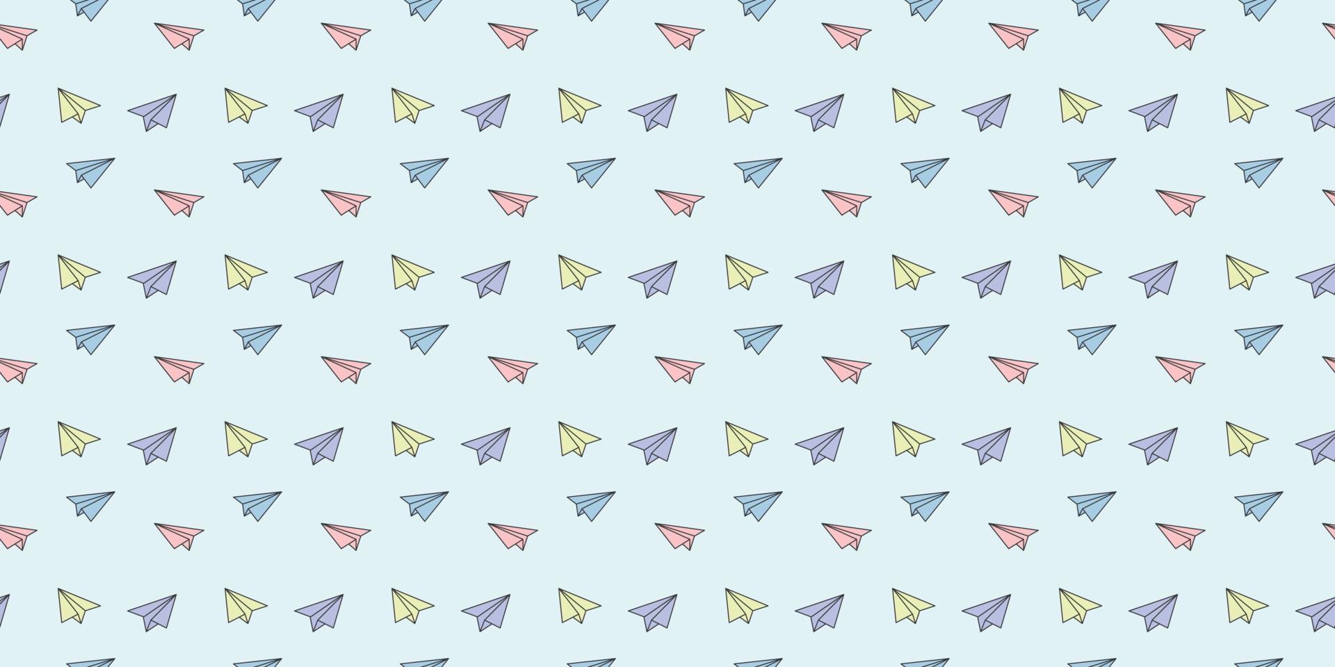 Colorful paper plane seamless repeat pattern vector background