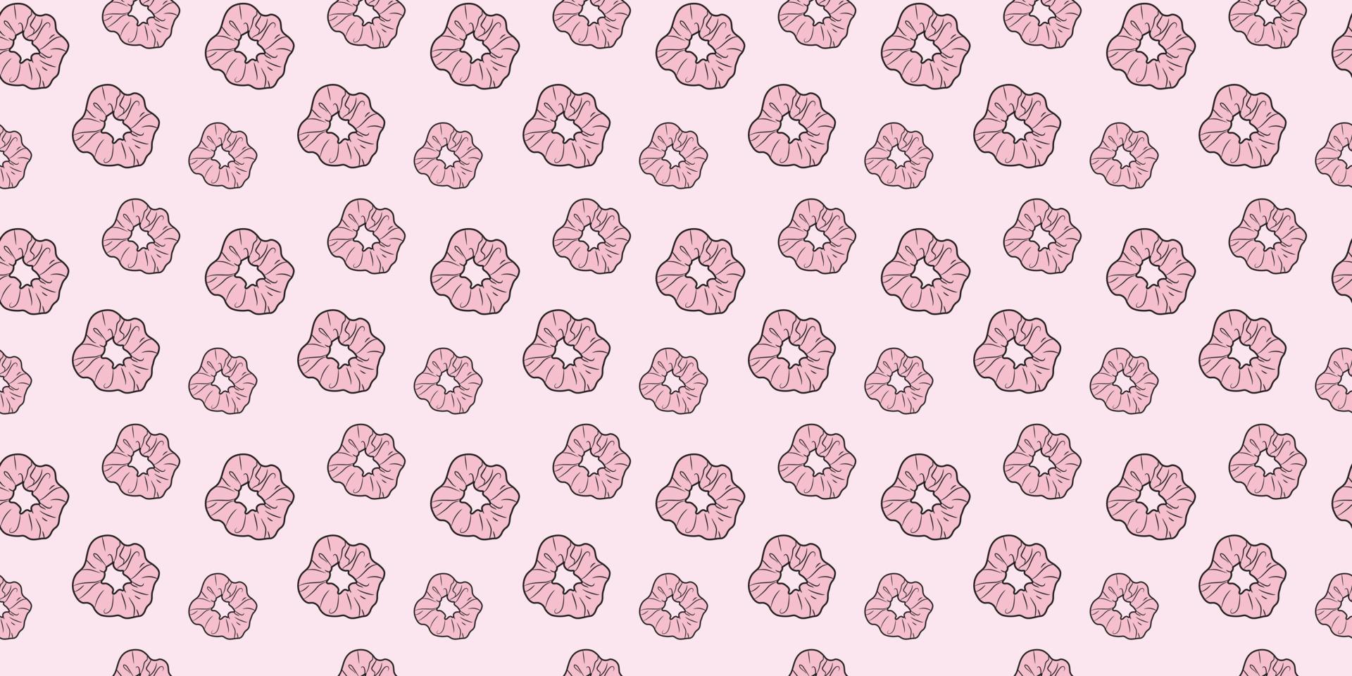 Pink scrunchy seamless girly hair tie background pattern vector