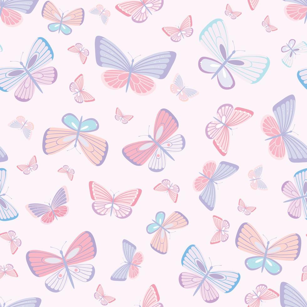 Pastel butterfly seamless repeat pattern design vector