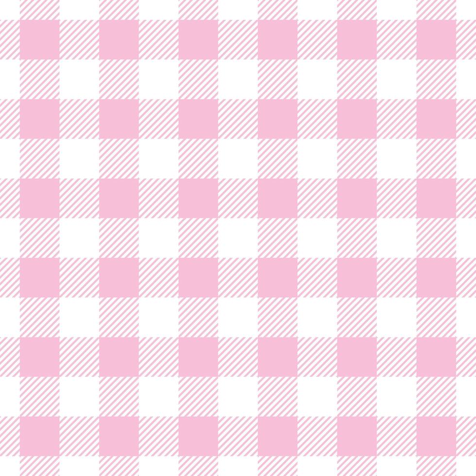 Gingham plaid vector pattern, pink and white checkered repeat