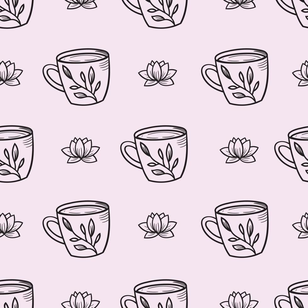 Teacups seamless repeat pattern background vector. vector