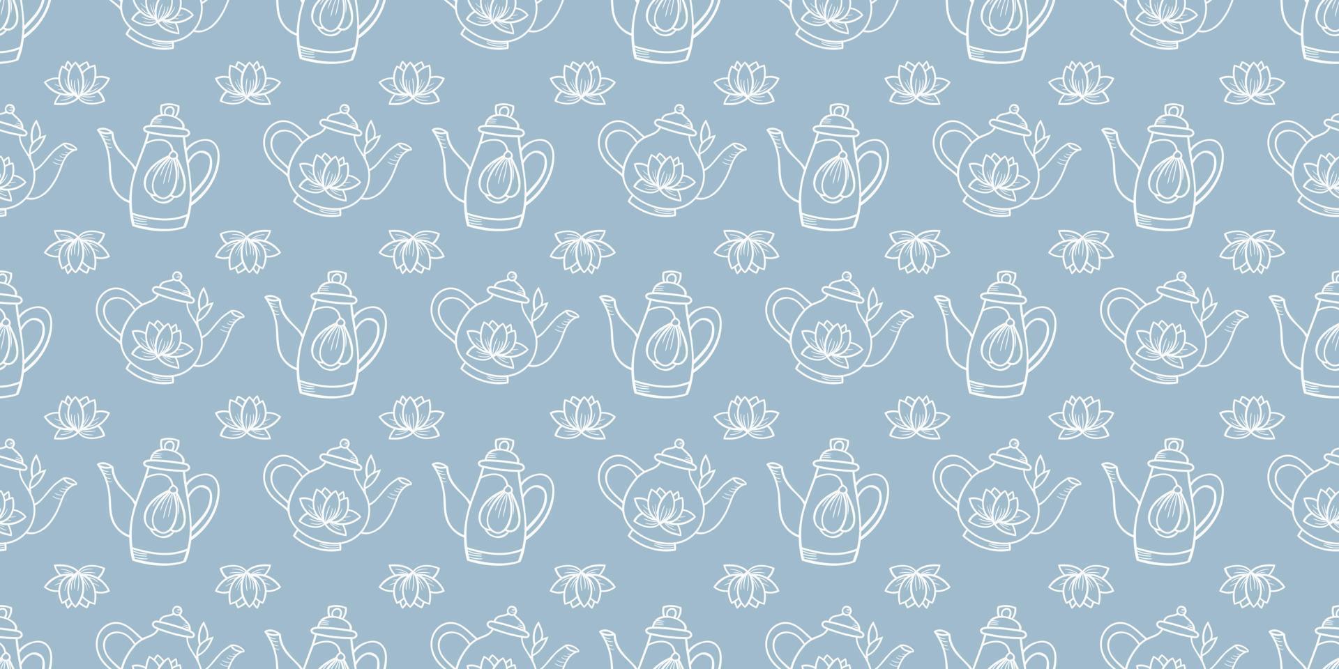 Teapot seamless repeat pattern background. vector