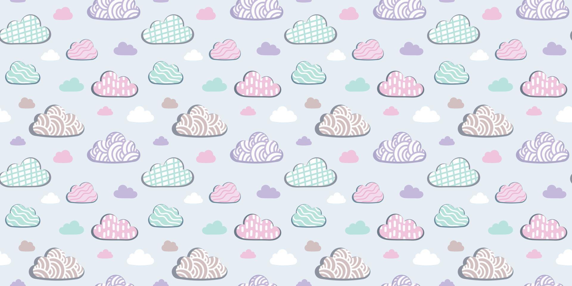 Clouds seamless repeat pattern design, vector background