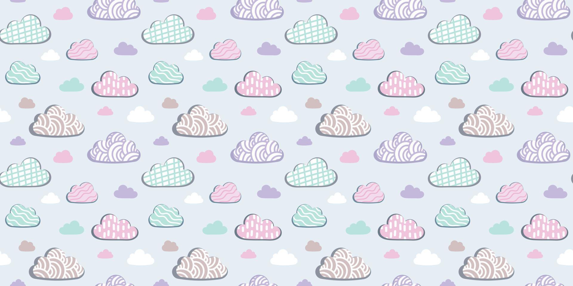 Clouds seamless repeat pattern design, vector background