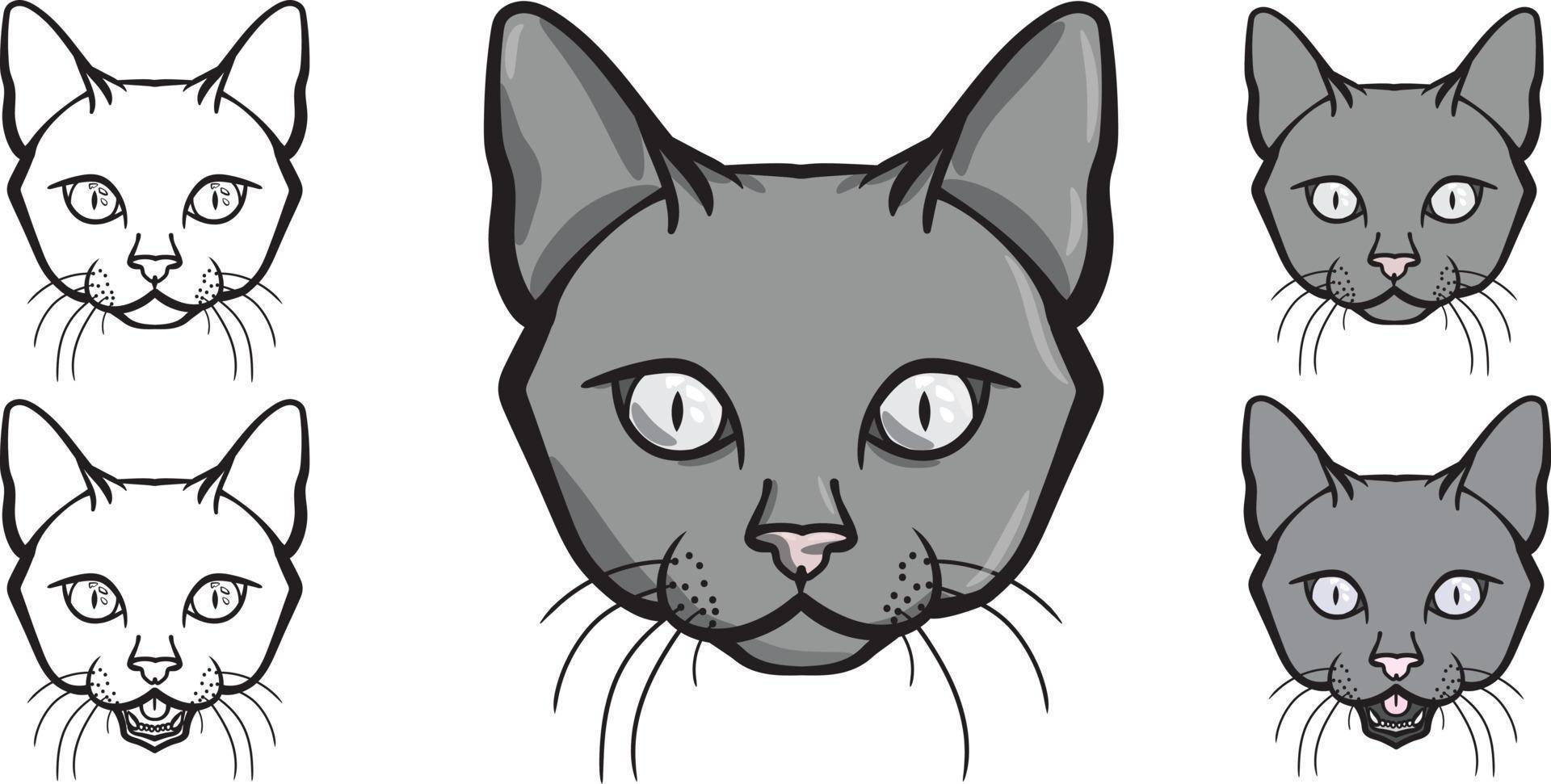 retrato de gato vectorial, ilustración de gato vector