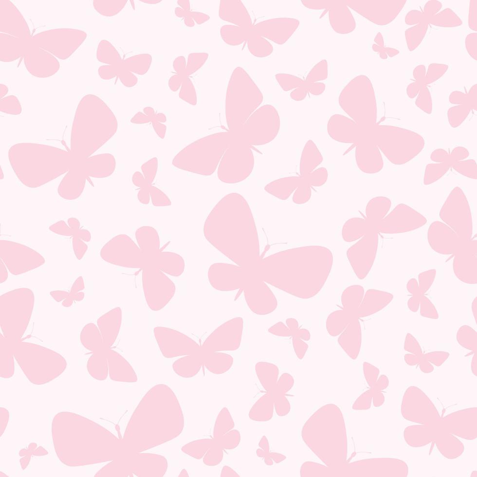 Pastel pink butterfly silhouette vector repeat background.