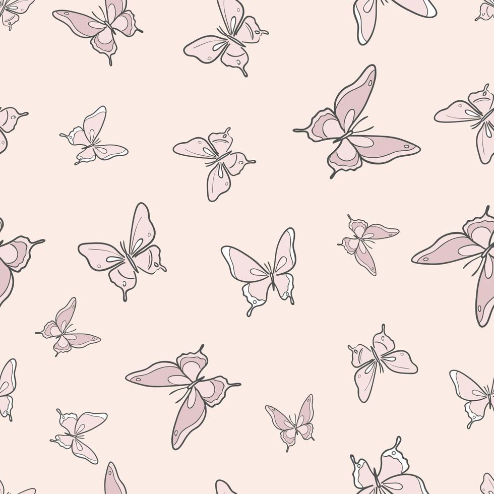 fondo de patrón vectorial de mariposa desnuda pastel. vector