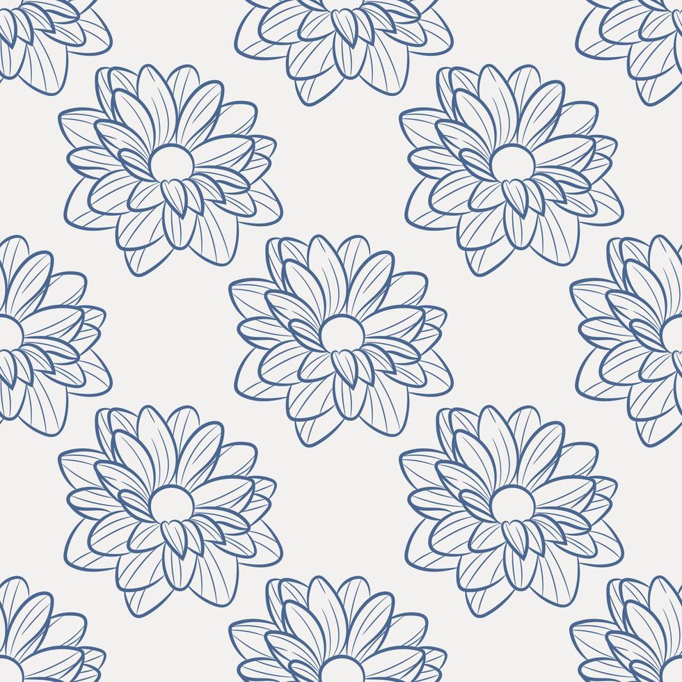 Blue floral vector repeat pattern with daisies