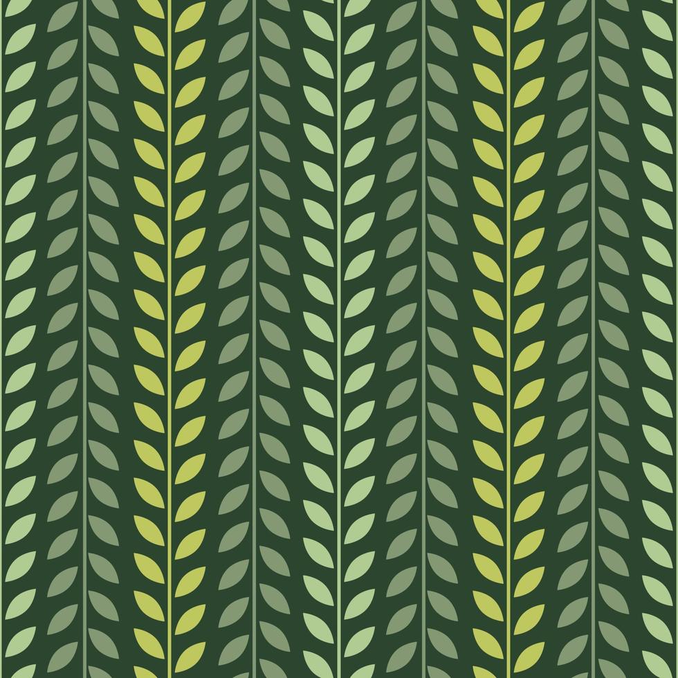 Green leaf vector pattern, seamless botanical print, garland background