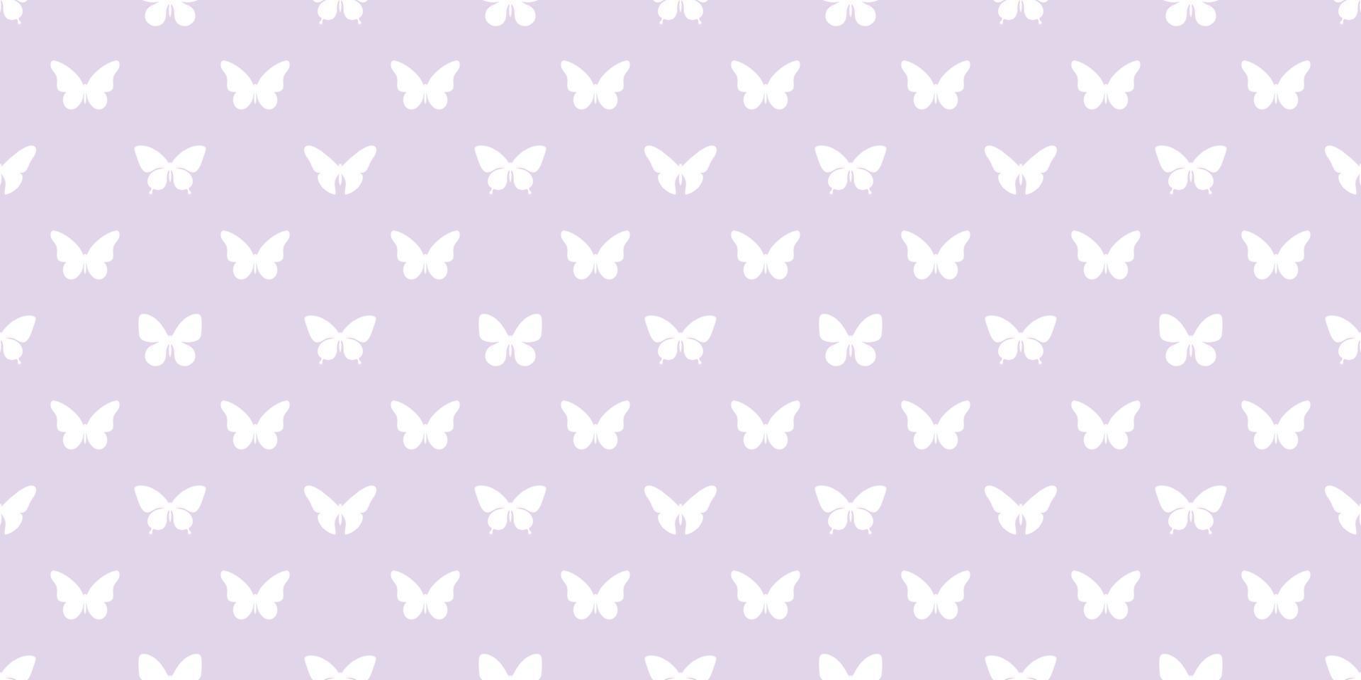 Purple and white butterfly silhouette background, seamless pattern vector