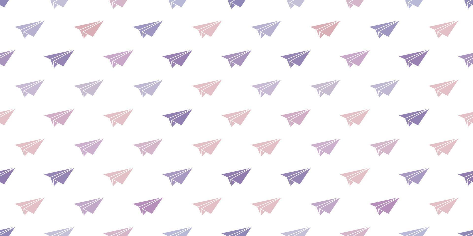 Purple paper plane seamless repeat pattern vector background