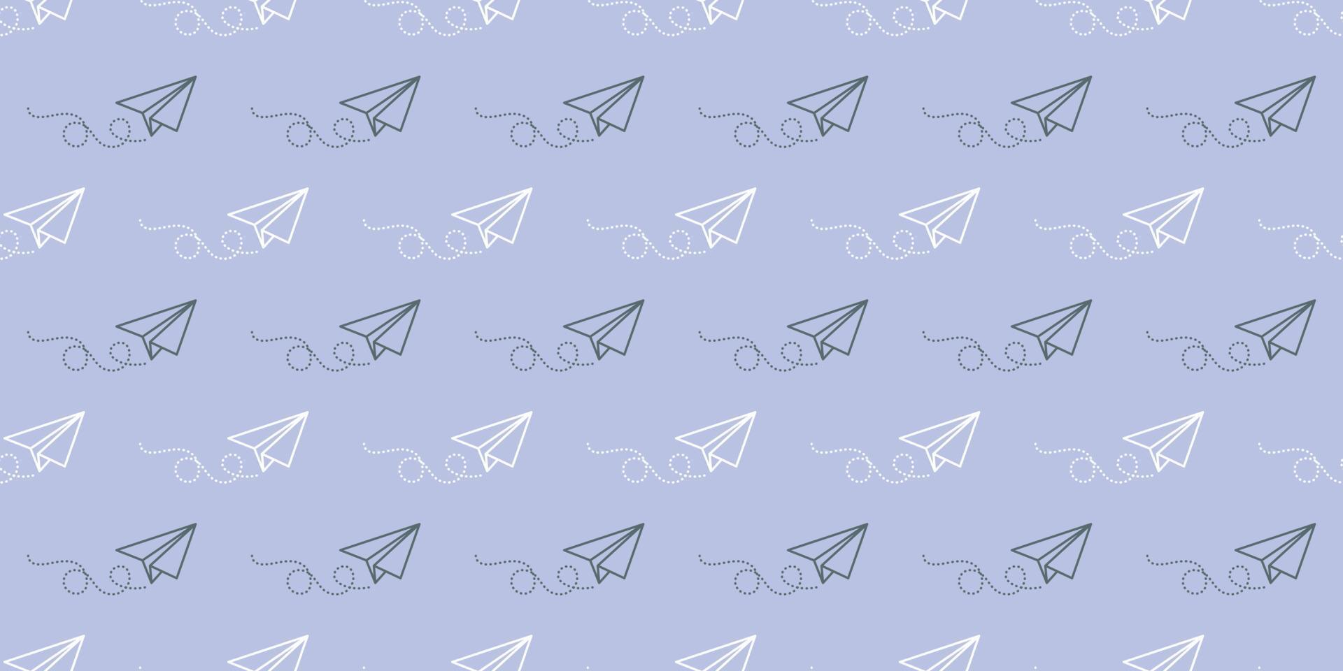 Blue paper plane seamless repeat pattern vector background