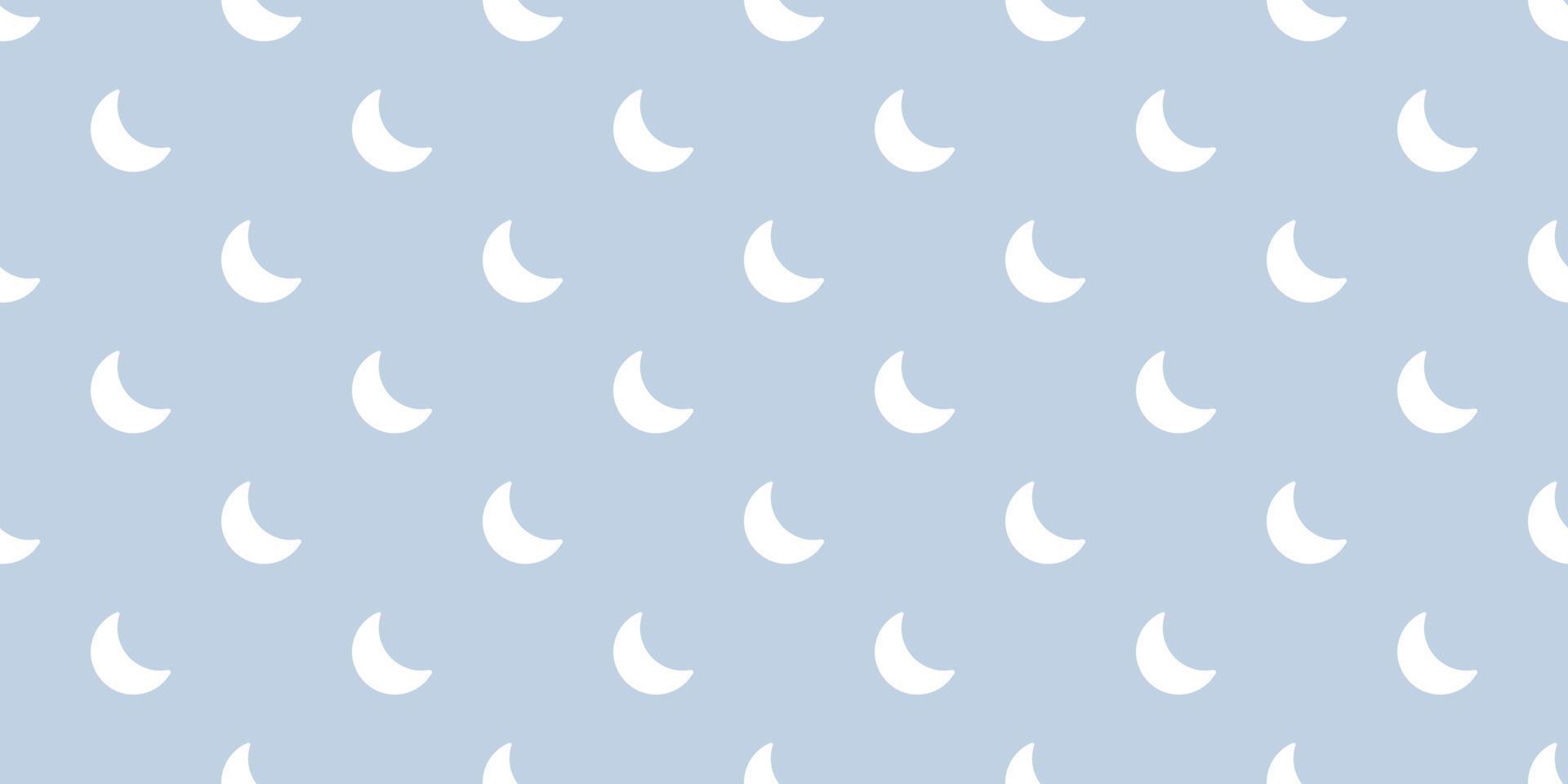 Blue and white moon seamless repeat pattern vector background