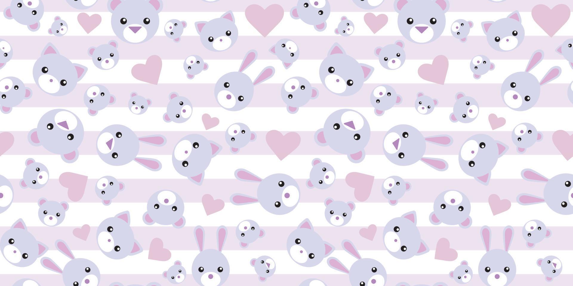 Cute animal seamless repeat pattern background vector