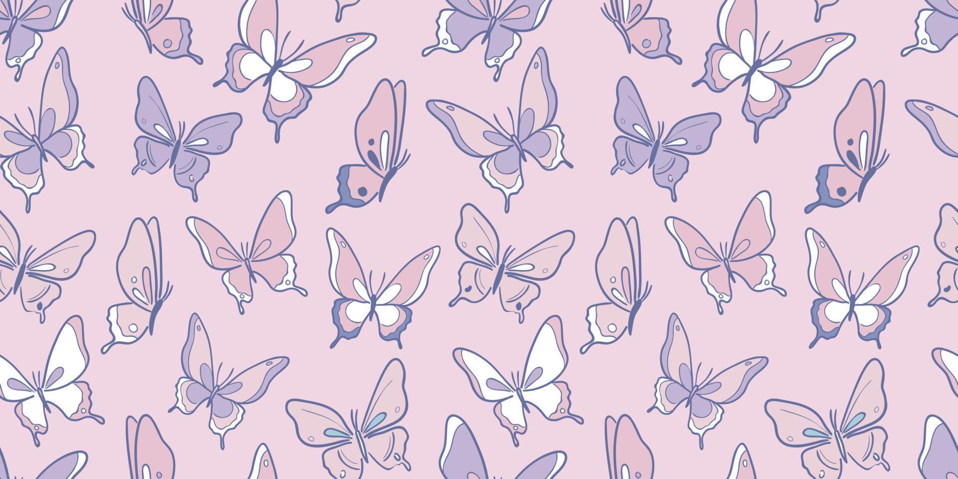 Pink and purple butterfly vector pattern