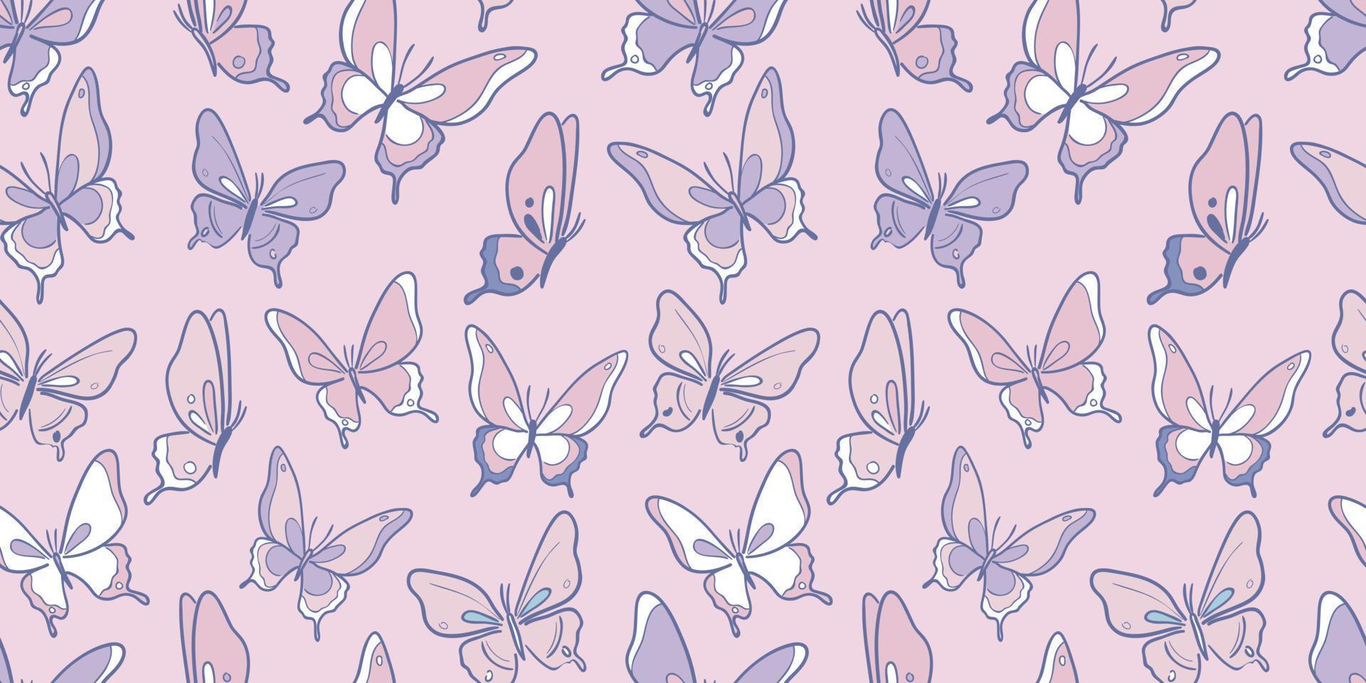 Pink and purple butterfly vector pattern