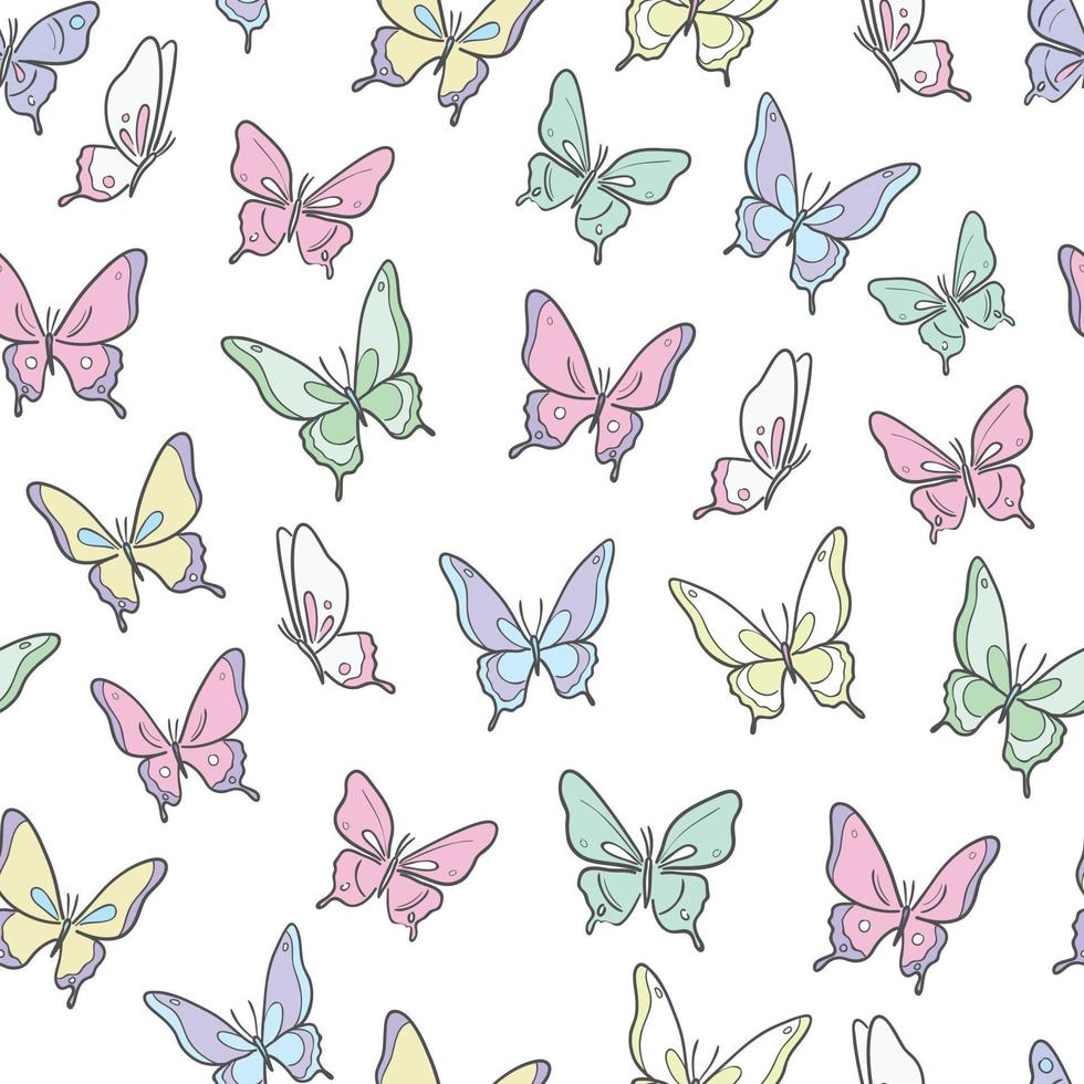 Vector de fondo de diseño de patrón de repetición perfecta de mariposa.