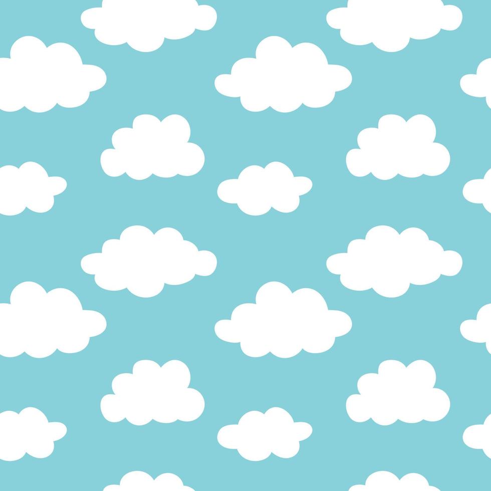 Cute clouds, bright sky seamless vector pattern