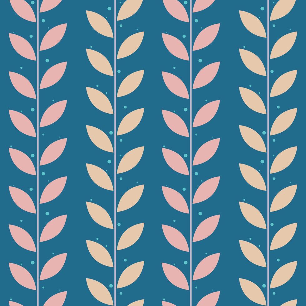 Blue and colorful  leaf vector pattern, seamless botanical print