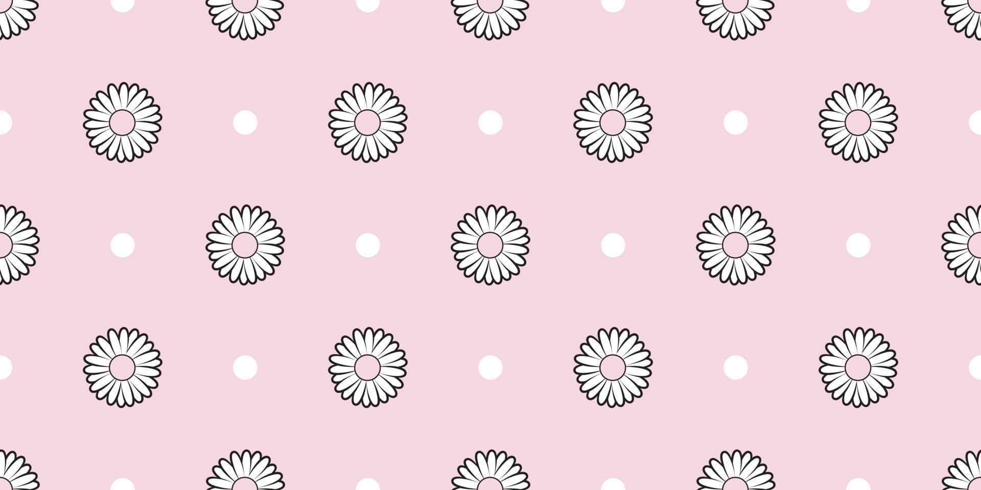 Polka floral daisy vector repeat background