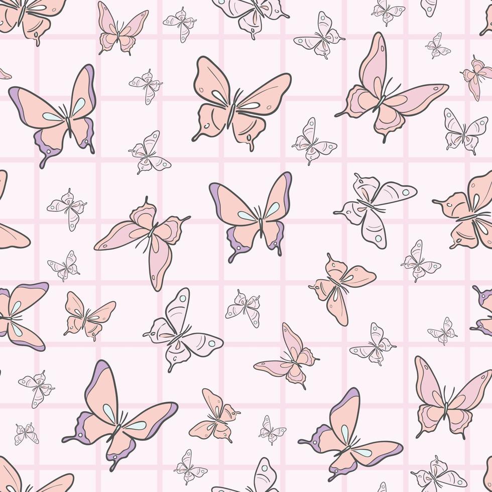 Pastel butterfly seamless repeat pattern design vector
