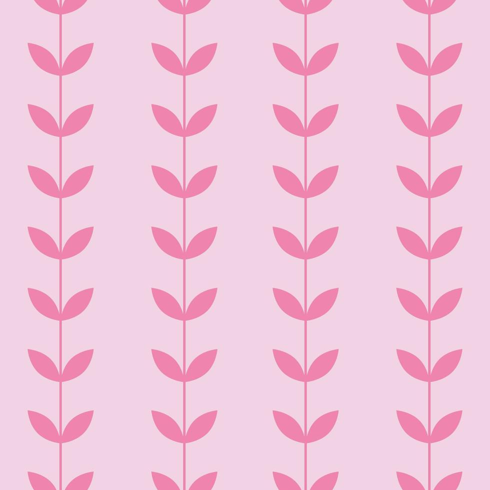 Pink leaf vector pattern, seamless botanical print, garland background,
