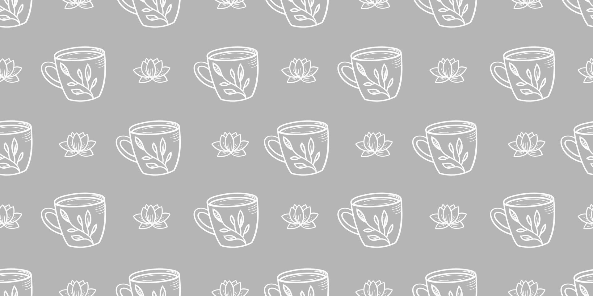 Cup, mug seamless repeat pattern background vector. vector