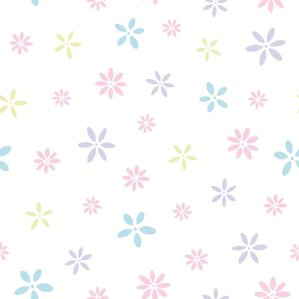 Cute floral pattern, delicate vector flower background.