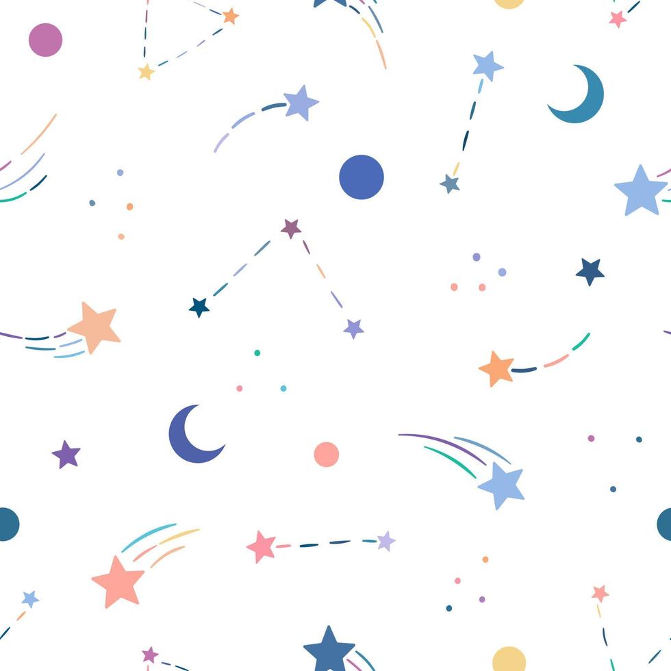 Constellations cute vector pattern, seamless background