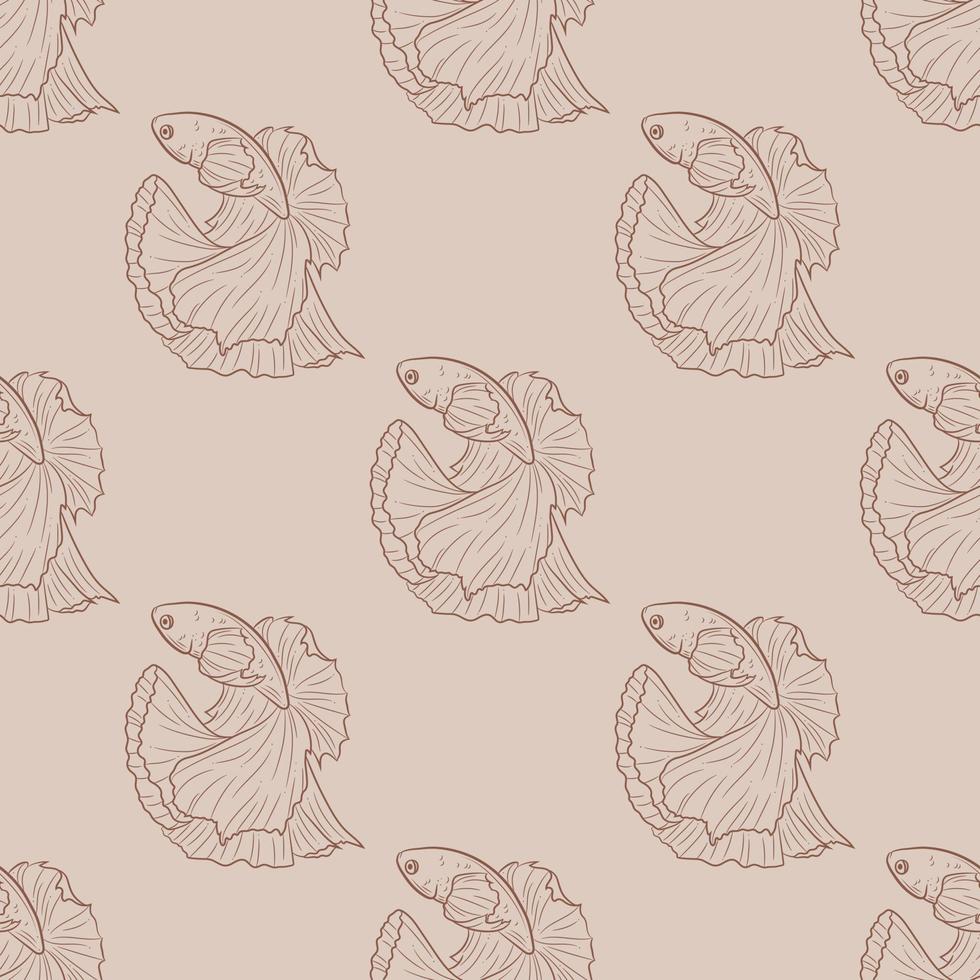 Siamese fighting fish vector repeat pattern, seamless background