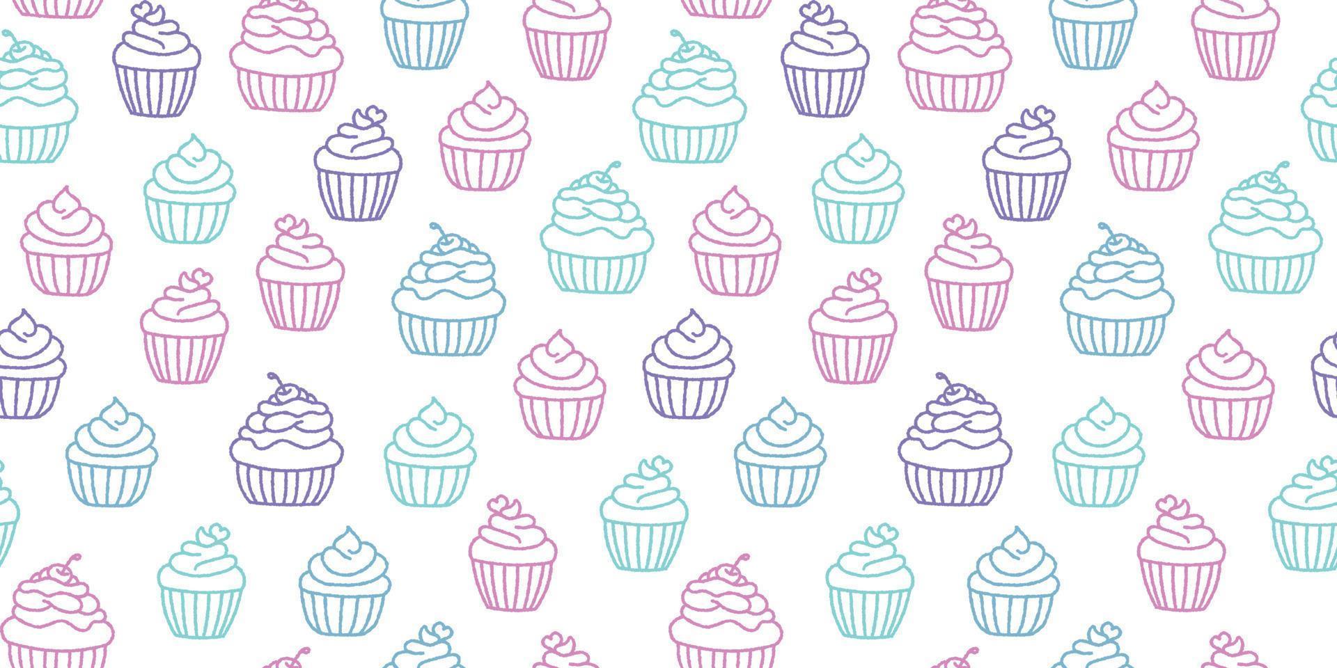 Colorful cupcakes seamless repeat pattern background vector