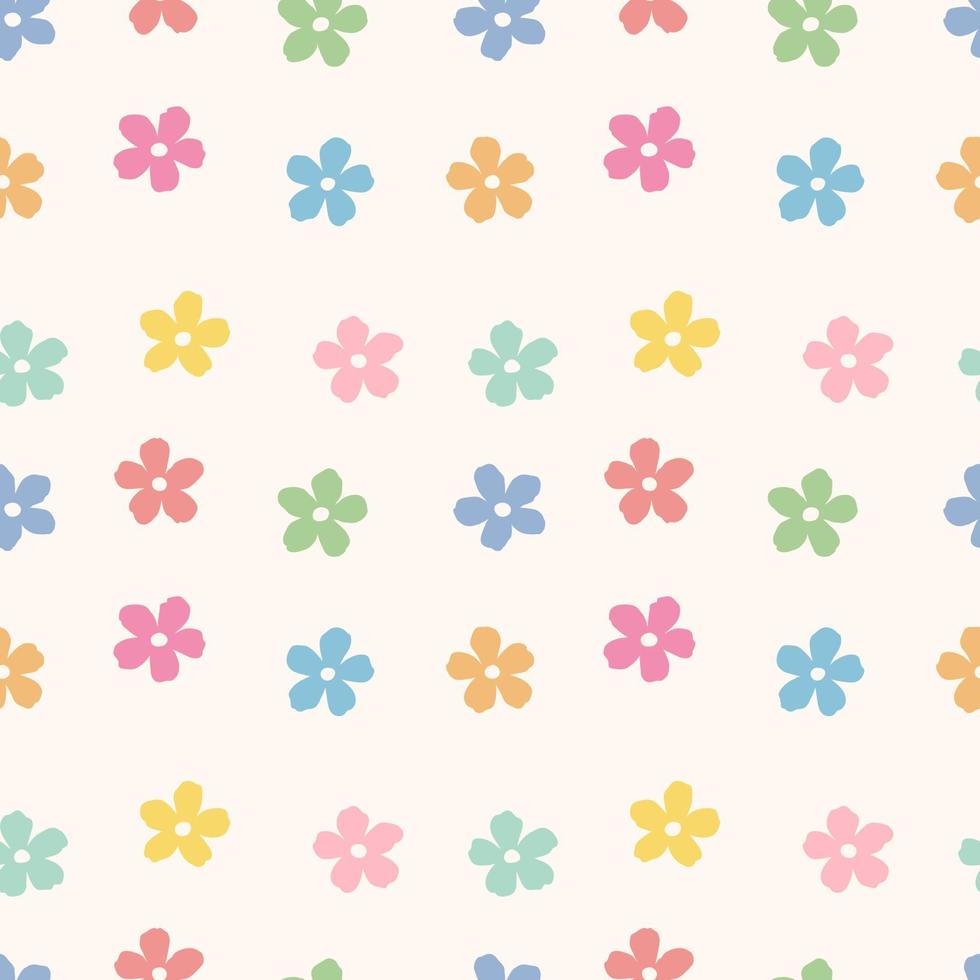 Colorful floral pattern with tiny flower doodles, vector repeat