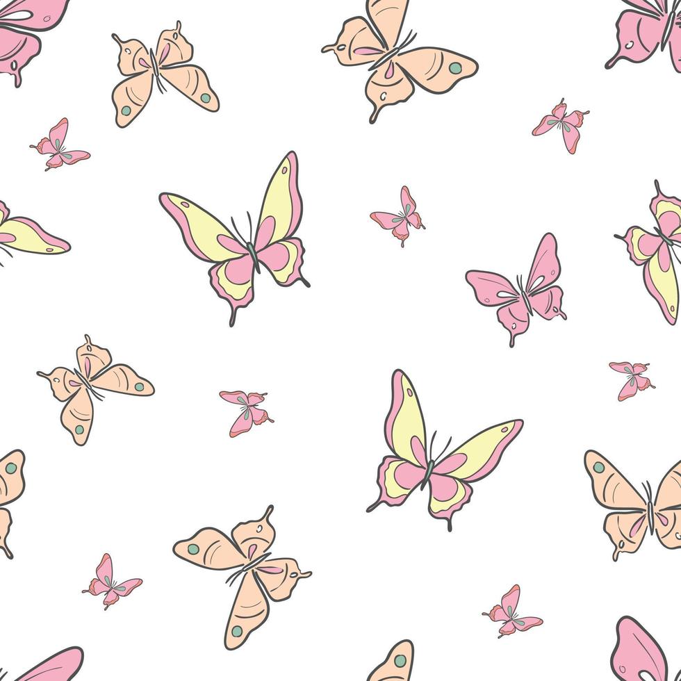 Vector butterfly seamless repeat pattern background.