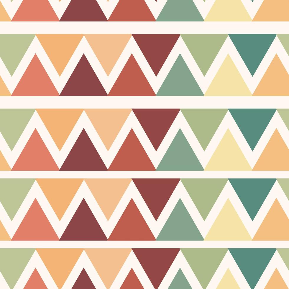 Abstract geometric vector pattern with triangles, seamless repeat background.  Boho color theme.
