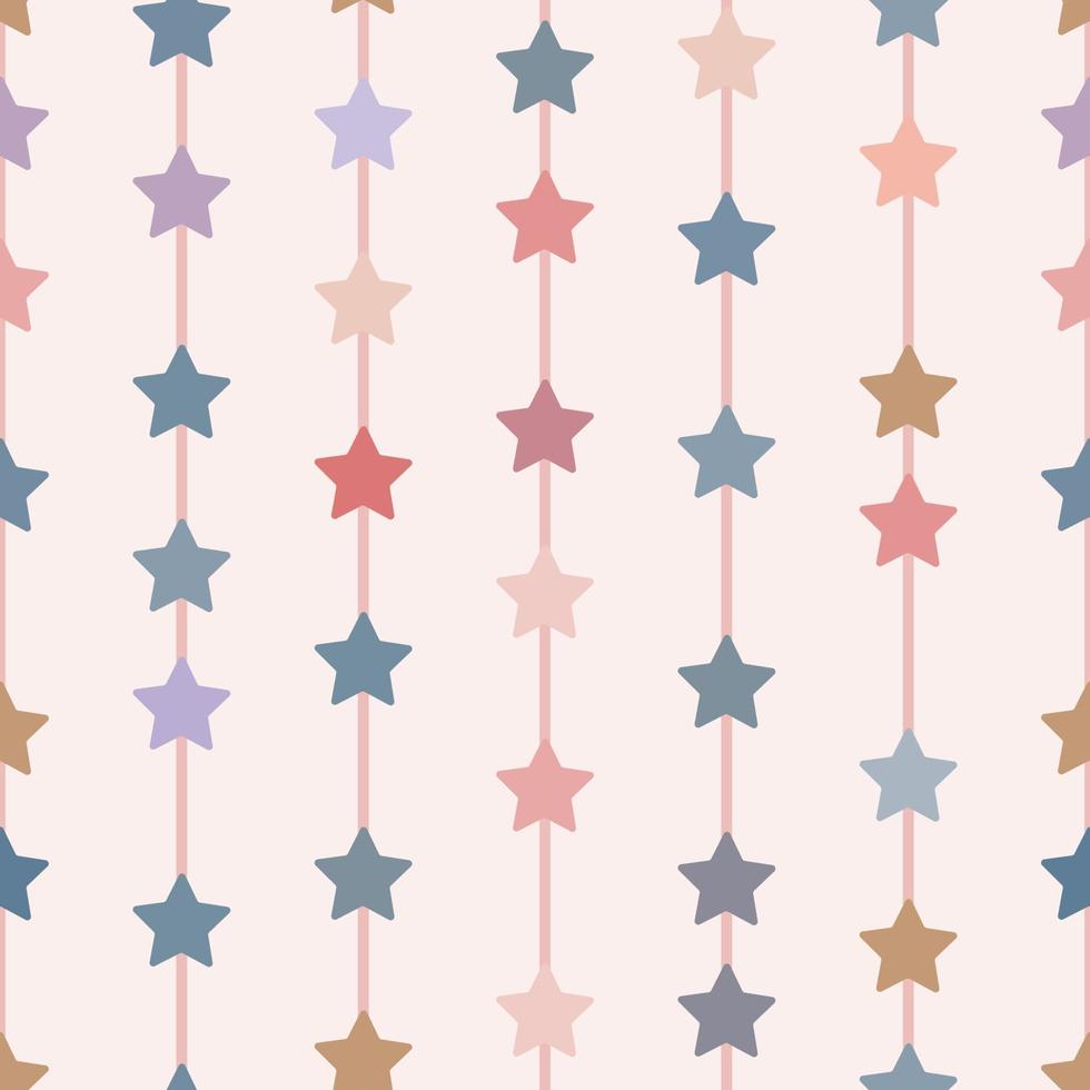 Colorful pastel geometric vector pattern, seamless repeat, vertical stripes with stars