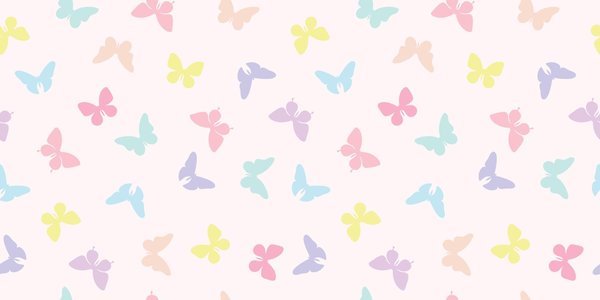 vector de fondo de patrón de repetición sin costuras de mariposa pastel.