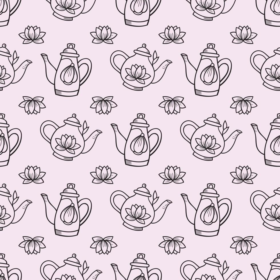 Teapot seamless repeat pattern vector background