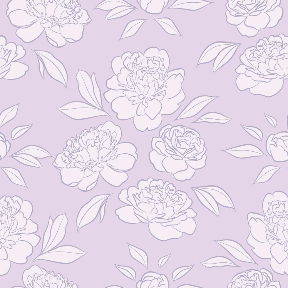 Floral vector pattern, peony repeat pattern vector background