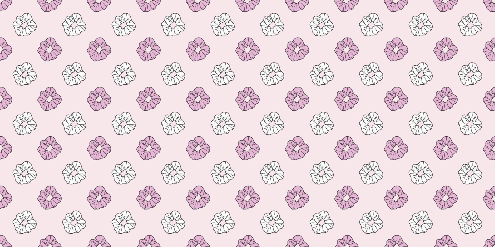 Pink scrunchy repeat pattern hair tie vector background