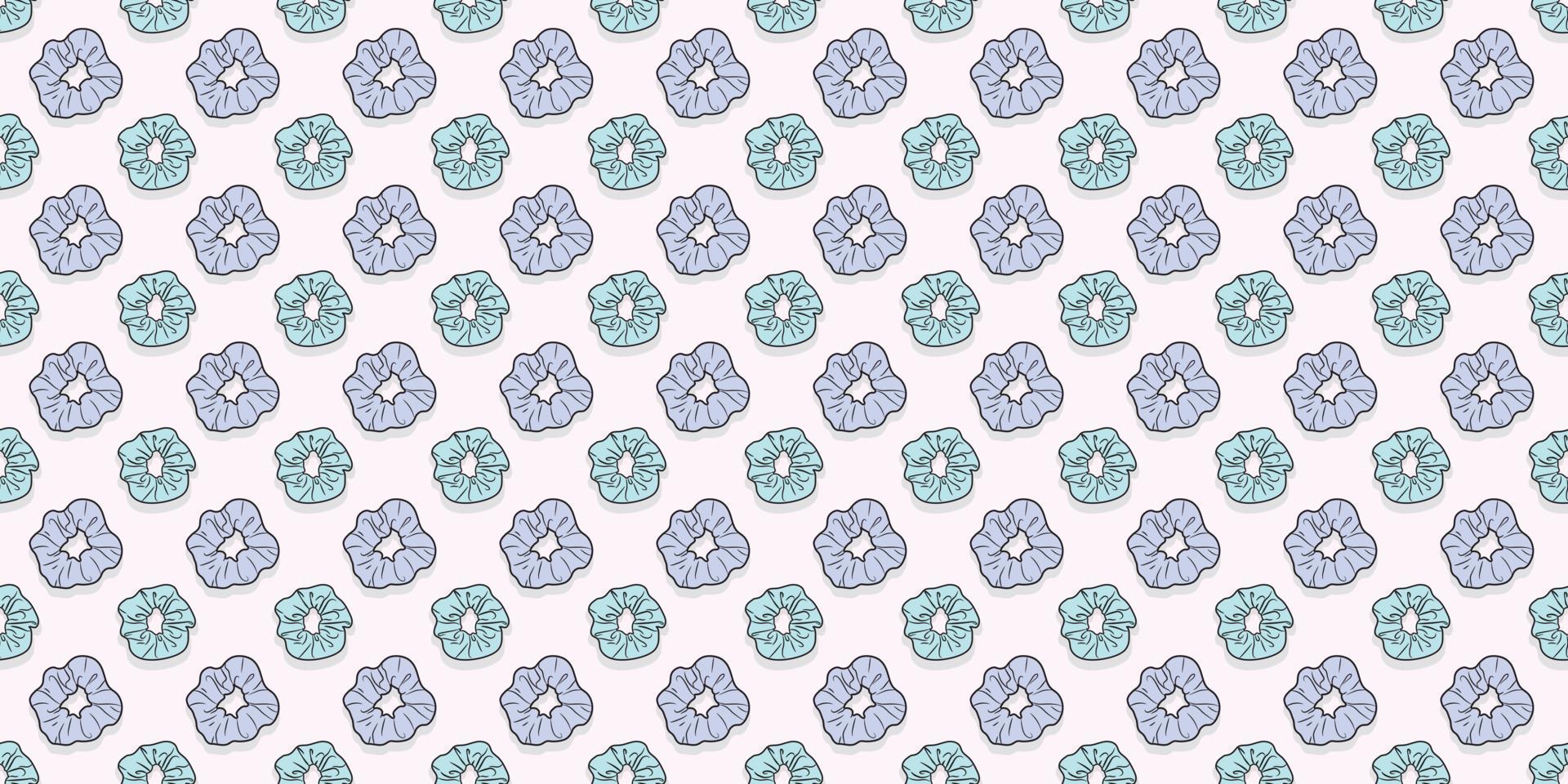 Blue scrunchy repeat pattern hair tie vector background