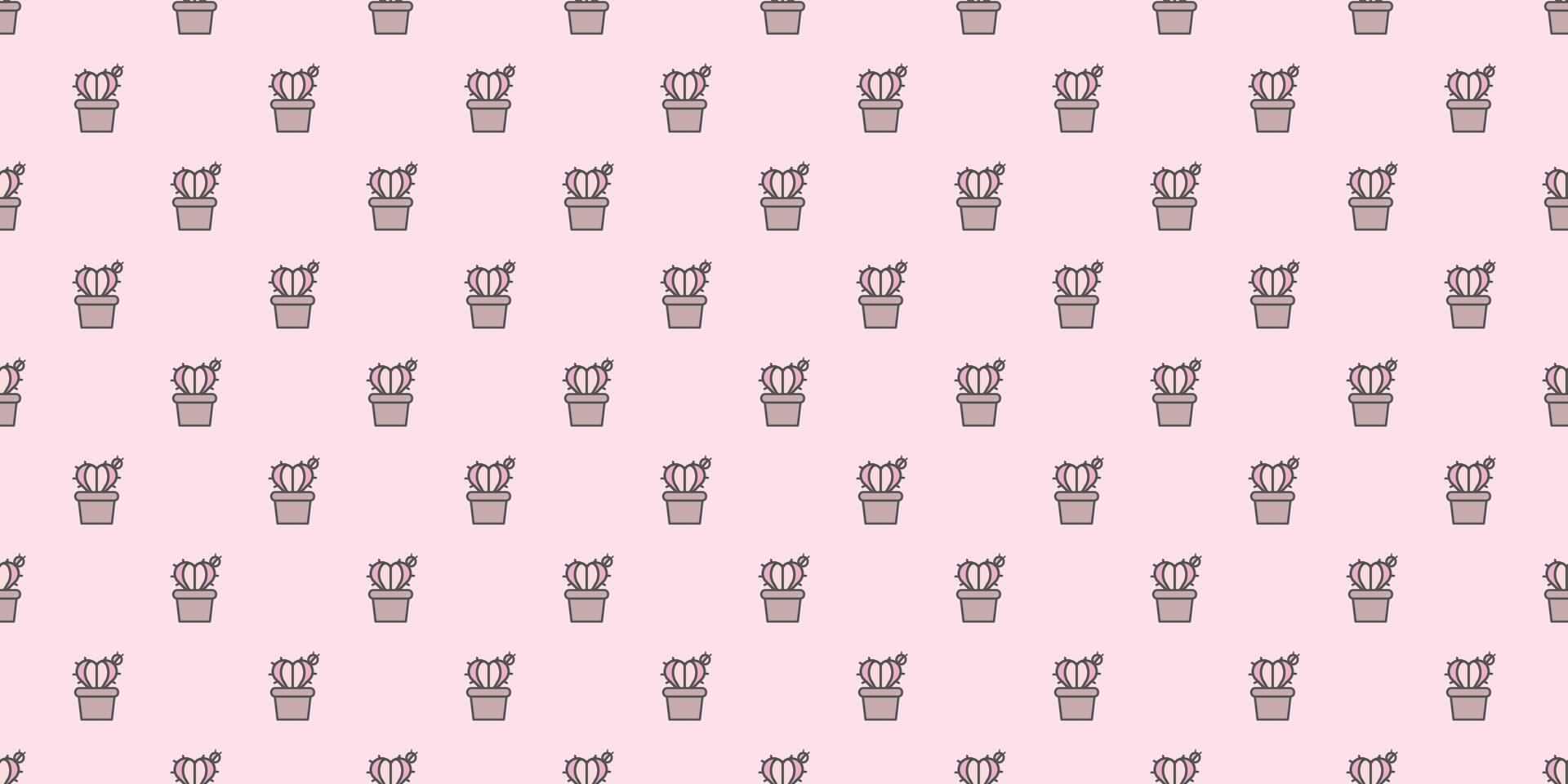 Heart cactus seamless repeat pattern background. vector