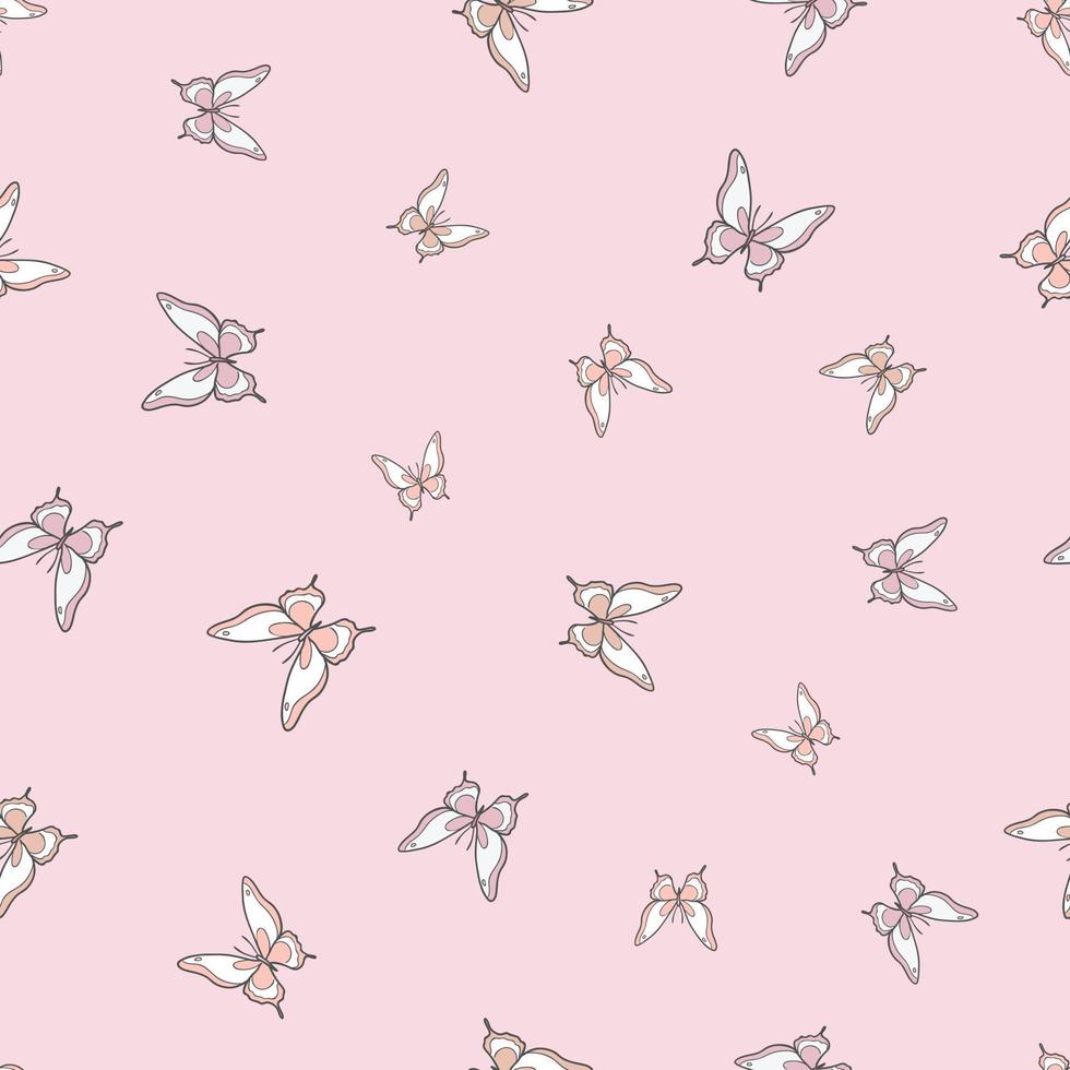 Pink butterfly vector pattern, repeat pattern background