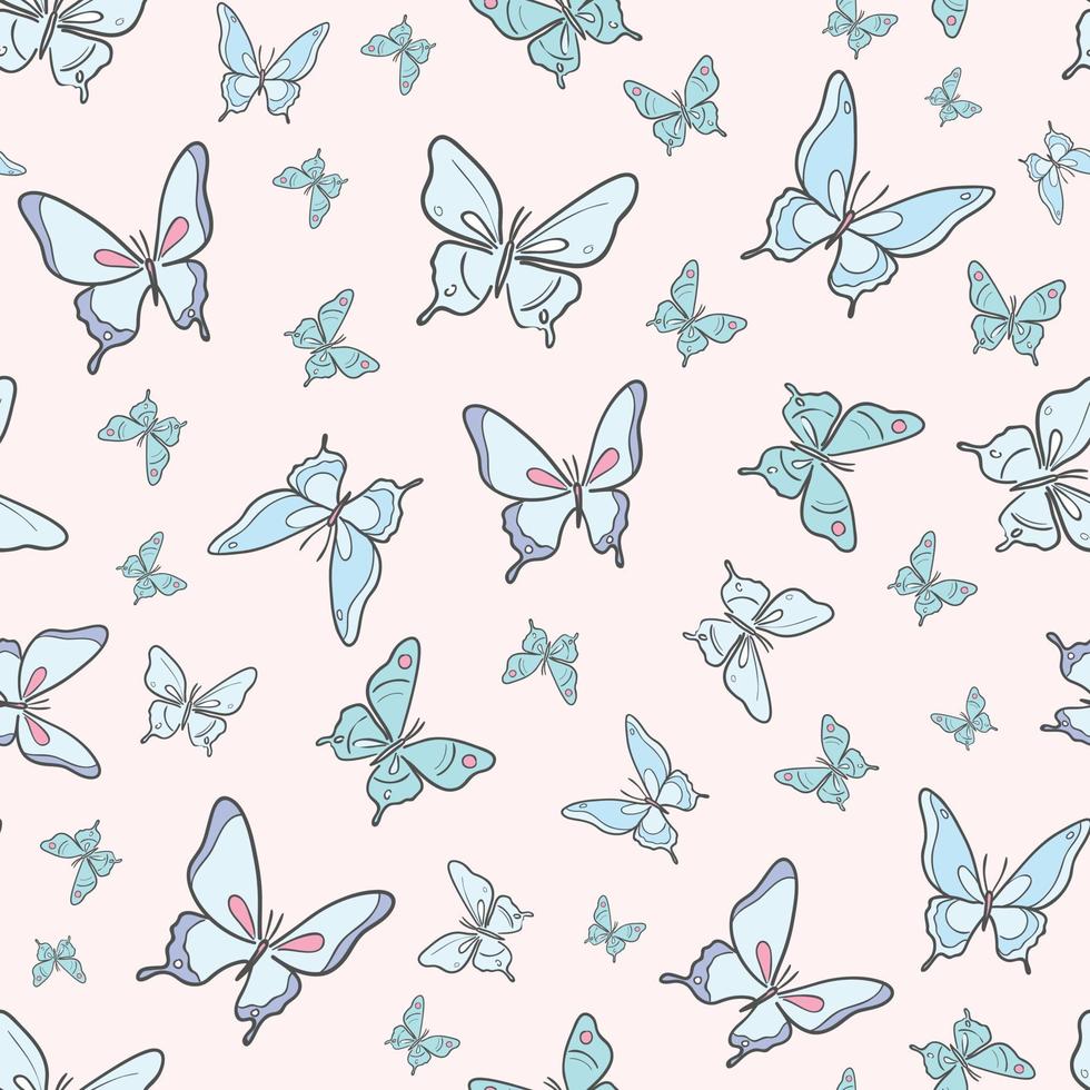 Vector butterfly seamless repeat pattern background.