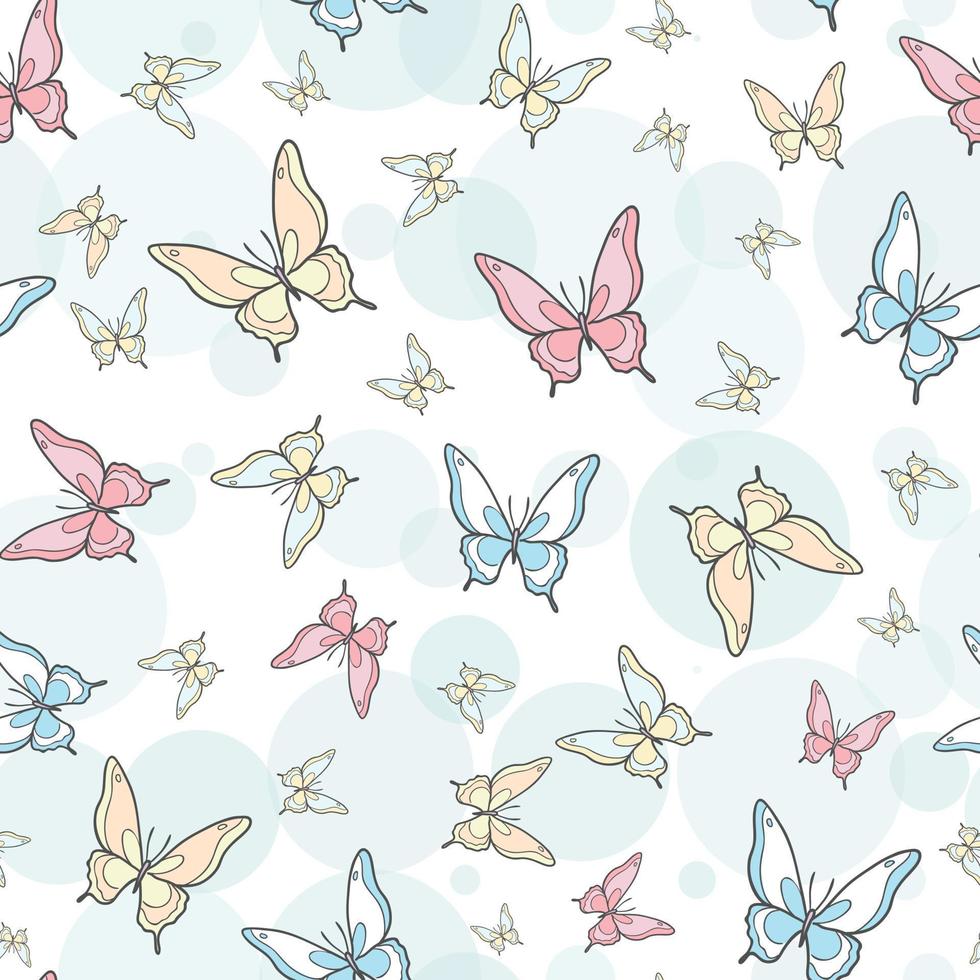 Vector butterfly seamless repeat pattern background.