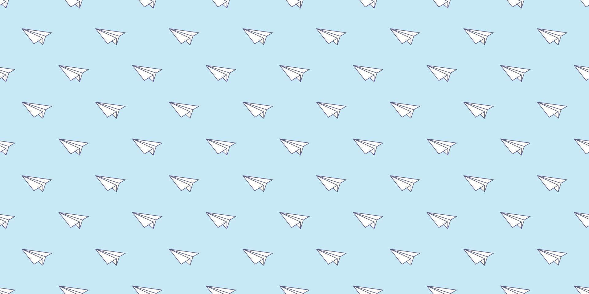 Blue paper plane seamless repeat pattern vector background