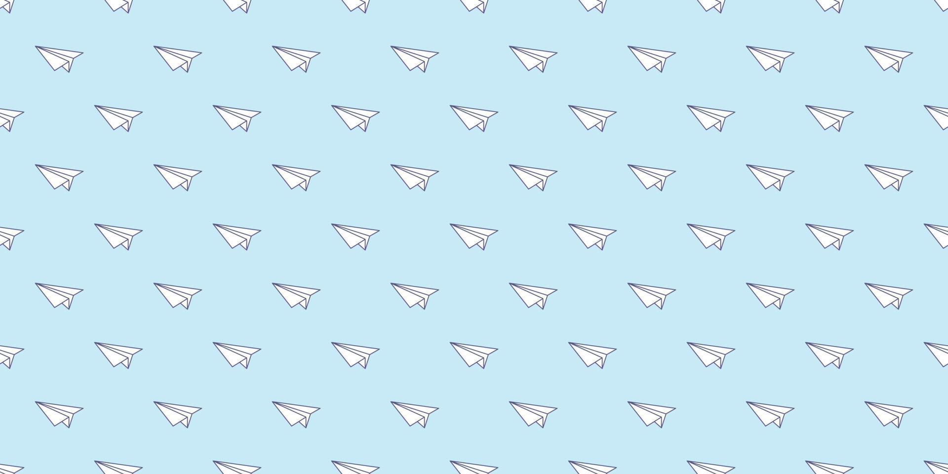 Blue paper plane seamless repeat pattern vector background