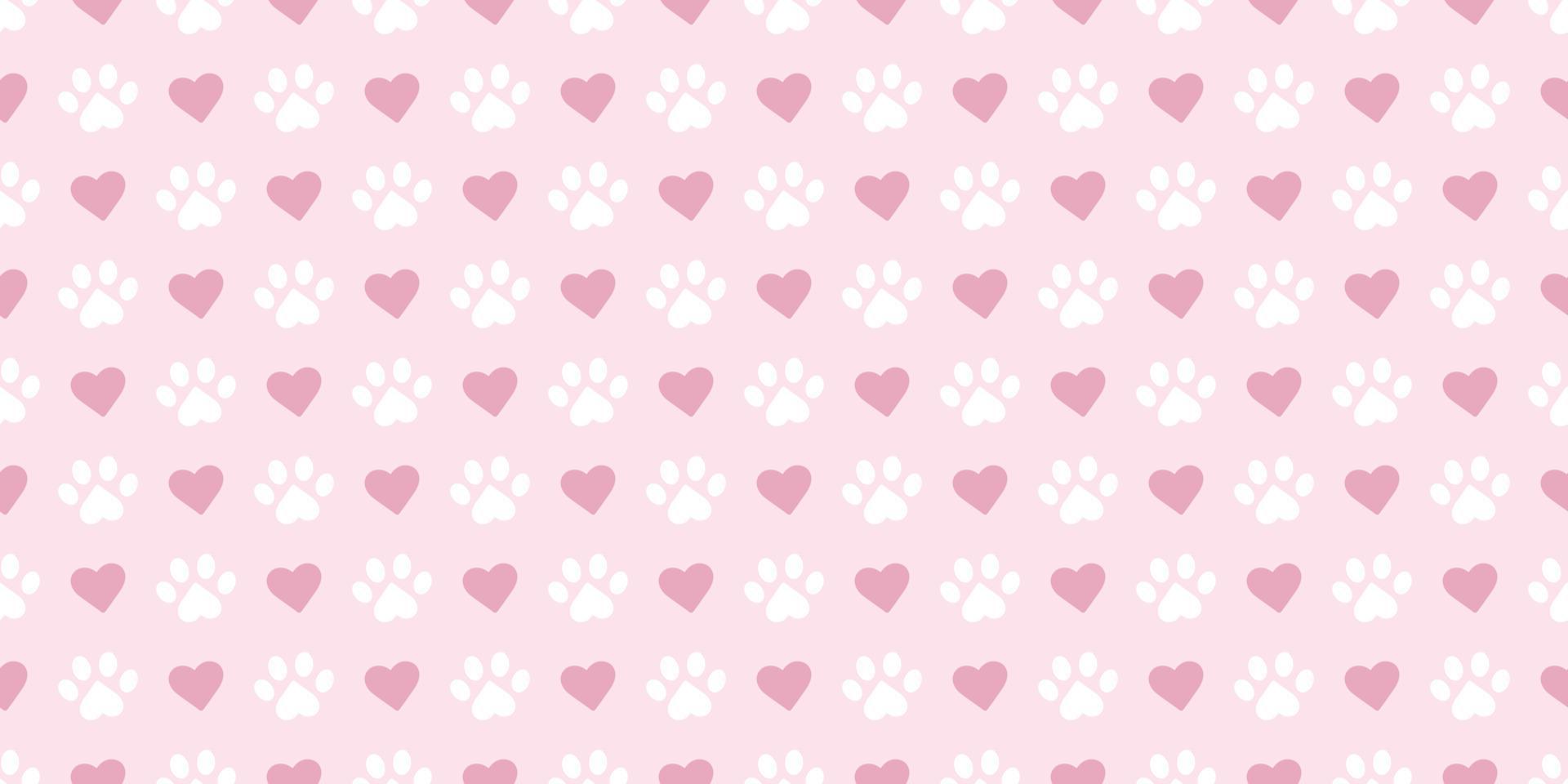 patrón de pata rosa pastel y blanco con fondo de corazones vector